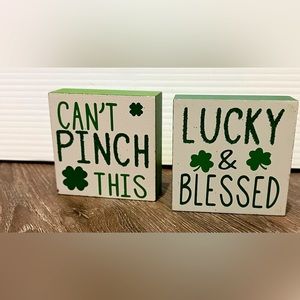 Cute St. Patrick’s Day Wooden Blocks- Set of 2- NWT